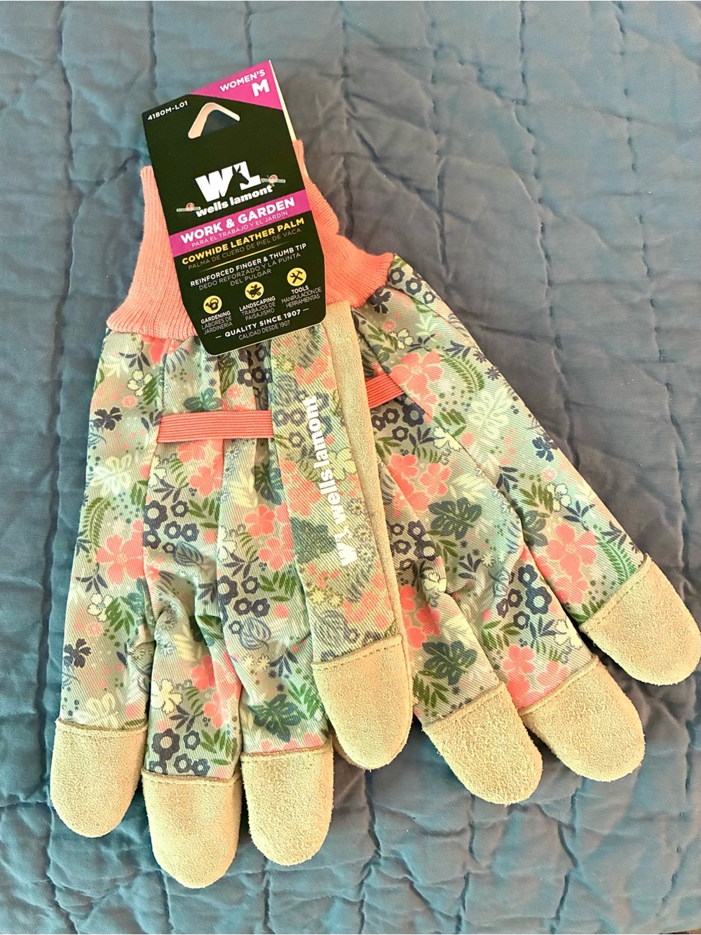 Wells Lamont Women's Floral Garden Gloves - Pink/Green Size Medium